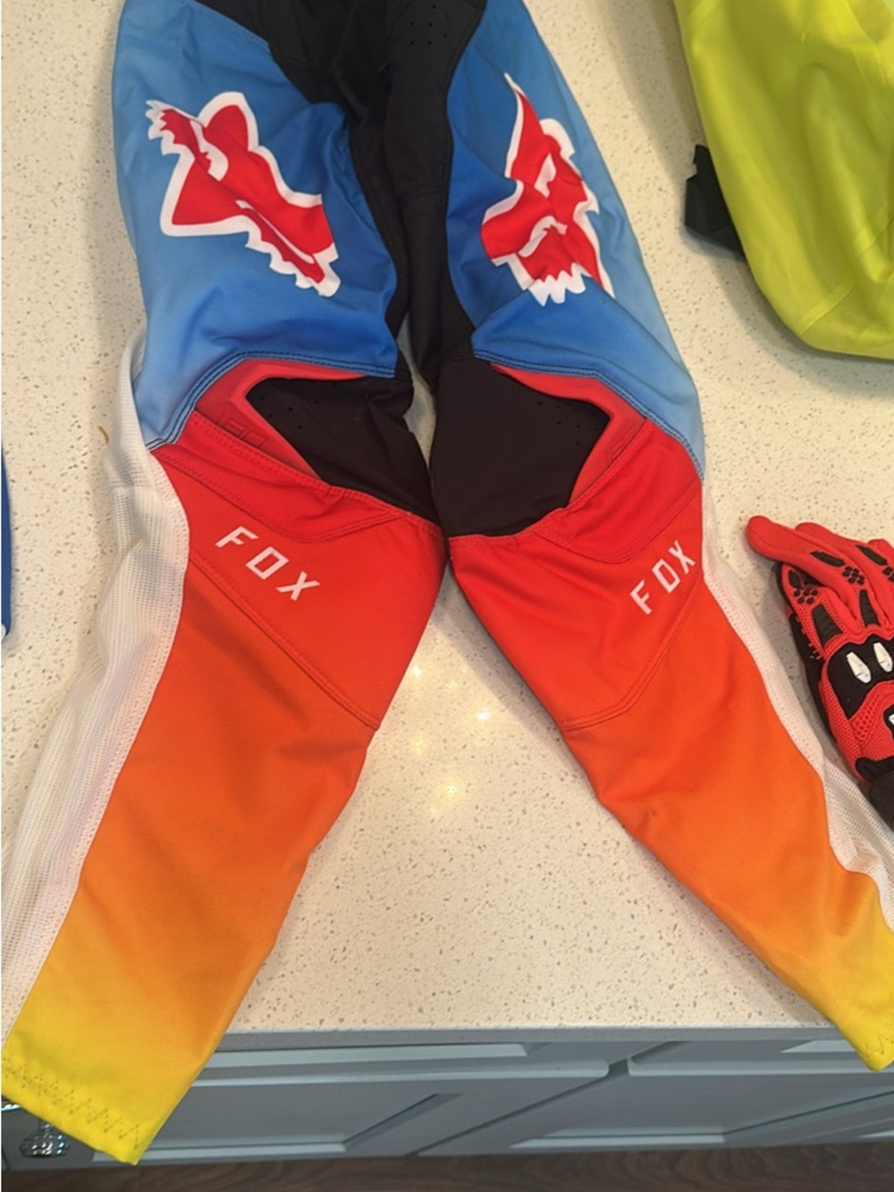 Fox Boys Long Sleeve Moto Riding Jersey and Pants - Blue/Orange/Red - Picture 2 of 4